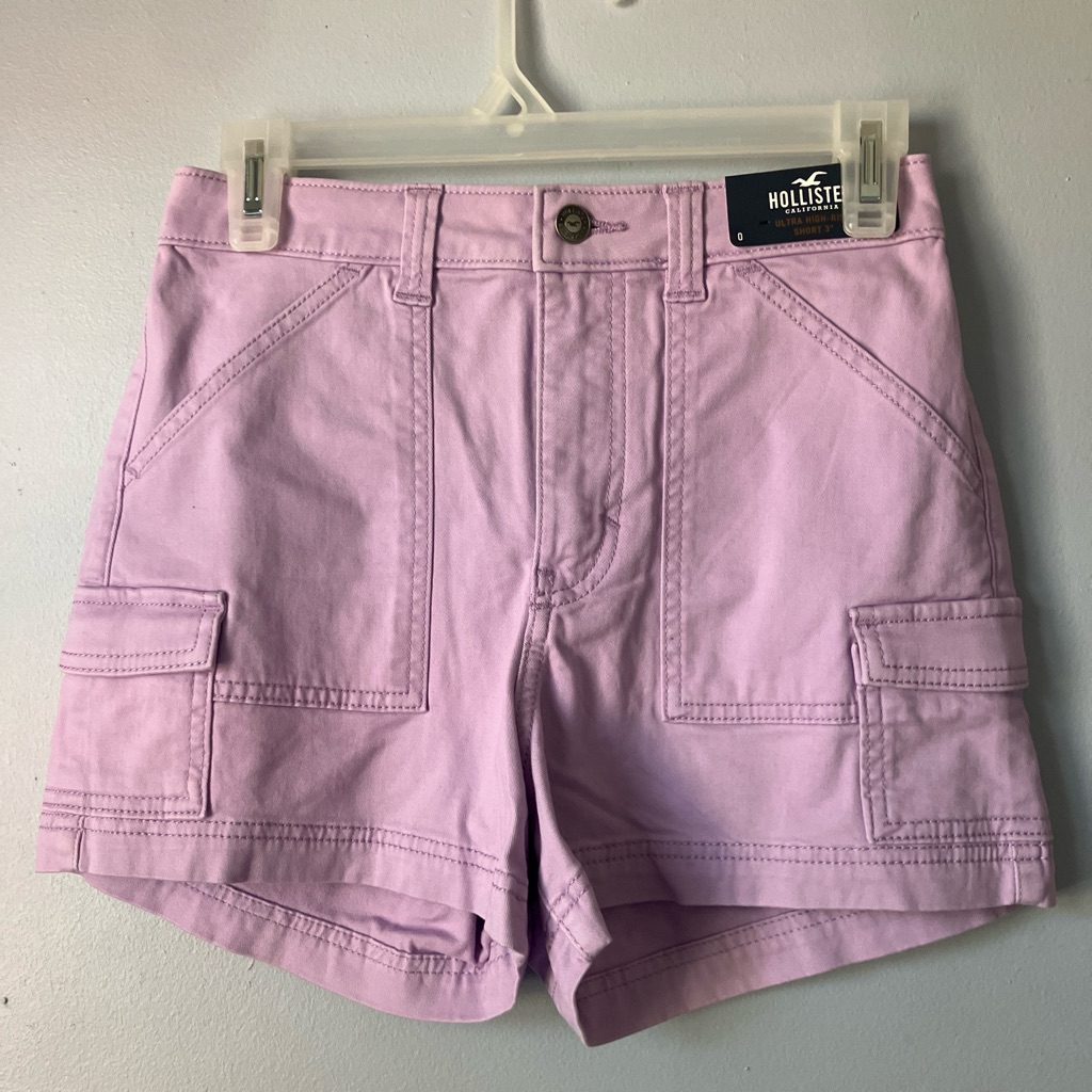 Hollister Pastel Lilac Cargo Shorts For Women